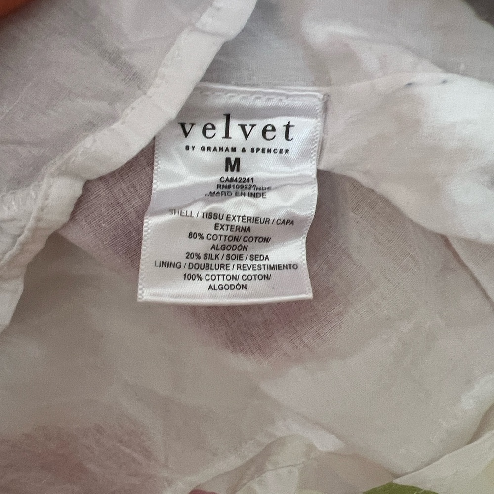 Velvet by Graham & Spencer Floral Peasant Blouse M silk/cotton blend - Picture 6 of 11